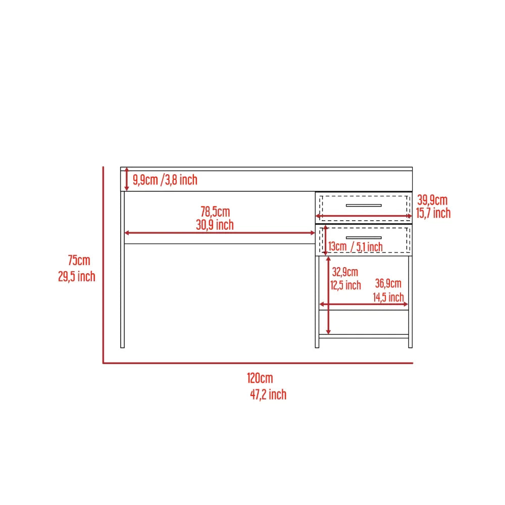 Grey 2 Drawer Desk Q5083