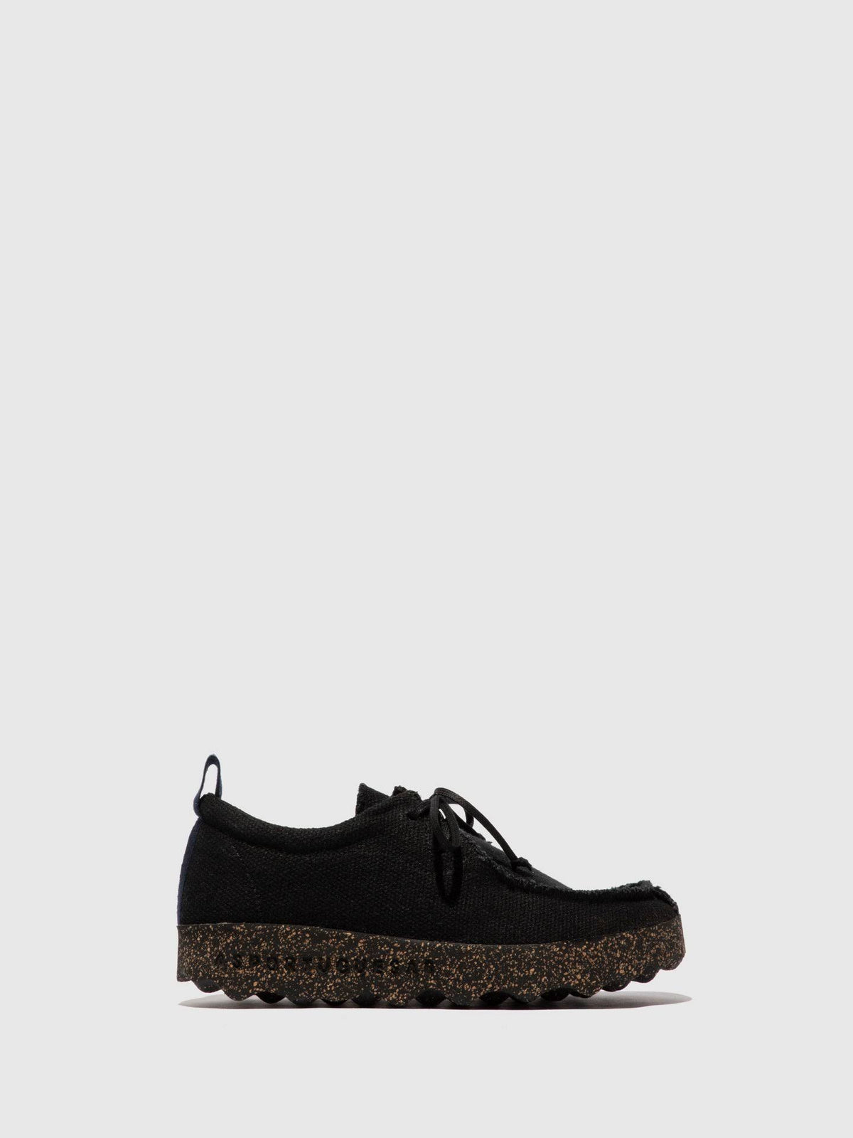 Black Recycled Linen Lace-Up Trainers Y83492
