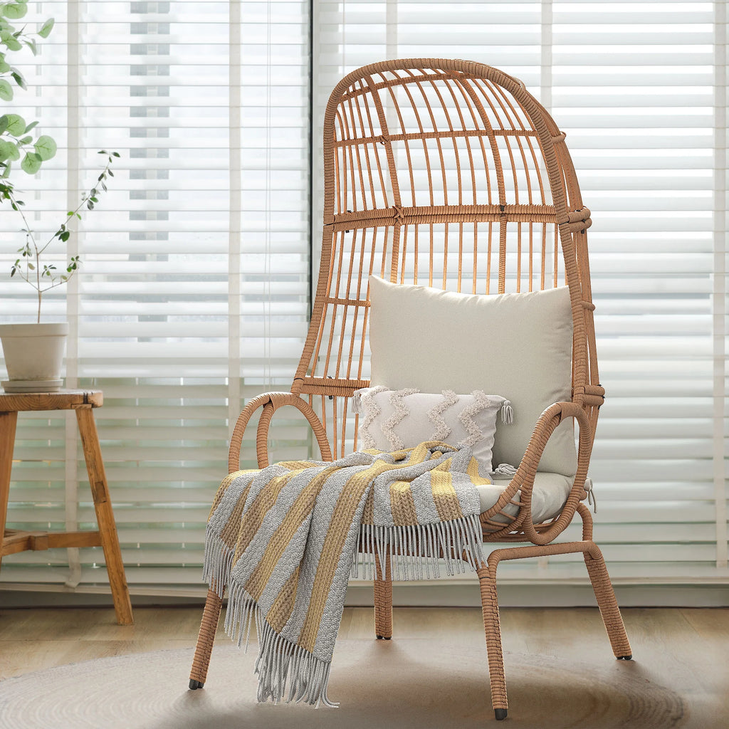 Oversized Wicker Egg Chair with Steel Frame P580