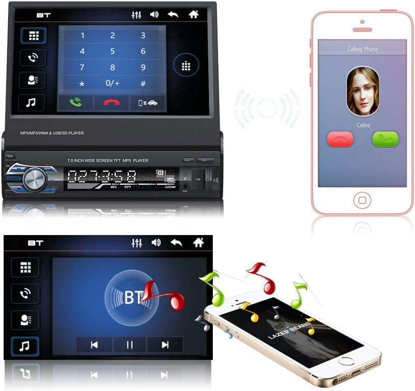 7 Inch Single Din Touchscreen Car Stereo with Wireless Remote Control T889412