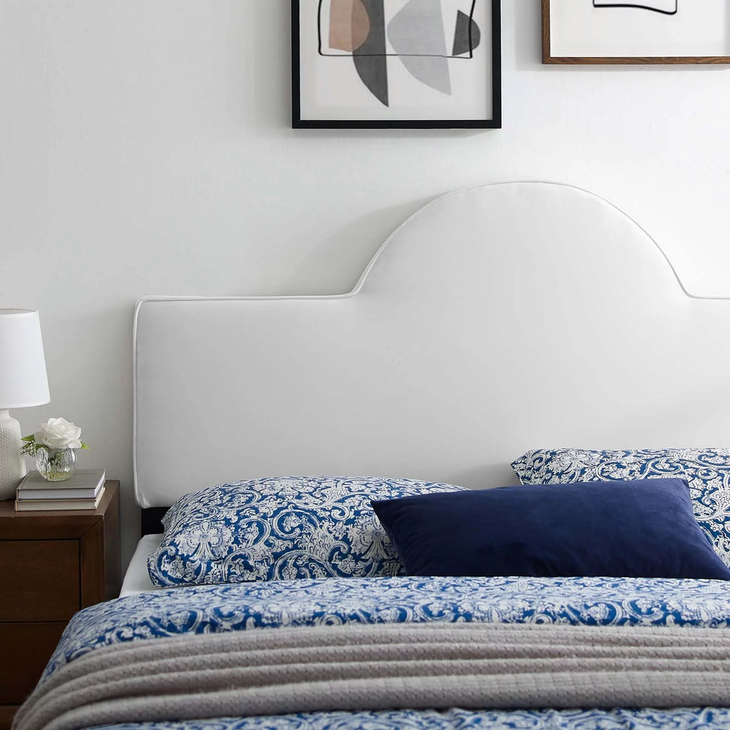 King/California King White Velvet Headboard B3440
