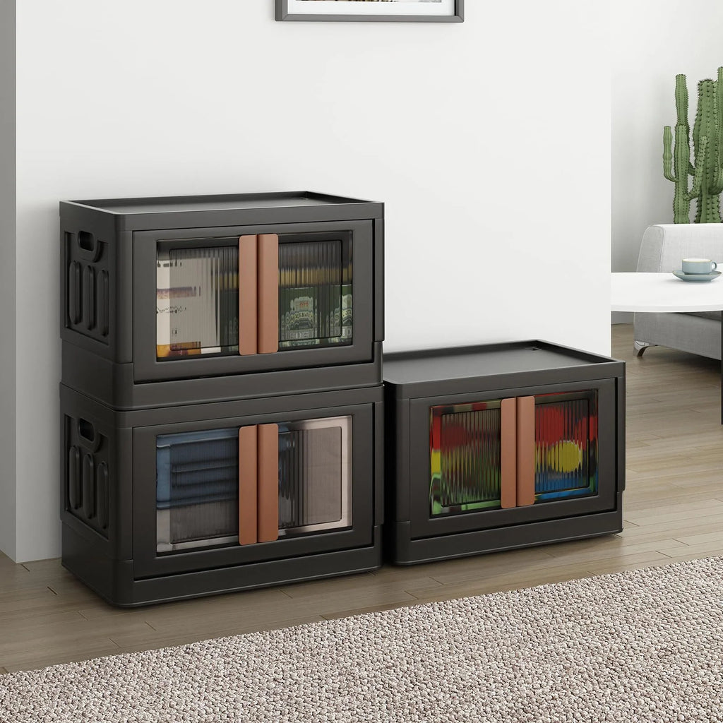 Collapsible Storage Bins with Lids, 19 gal Folding Storage Box, 3 Pack B4117