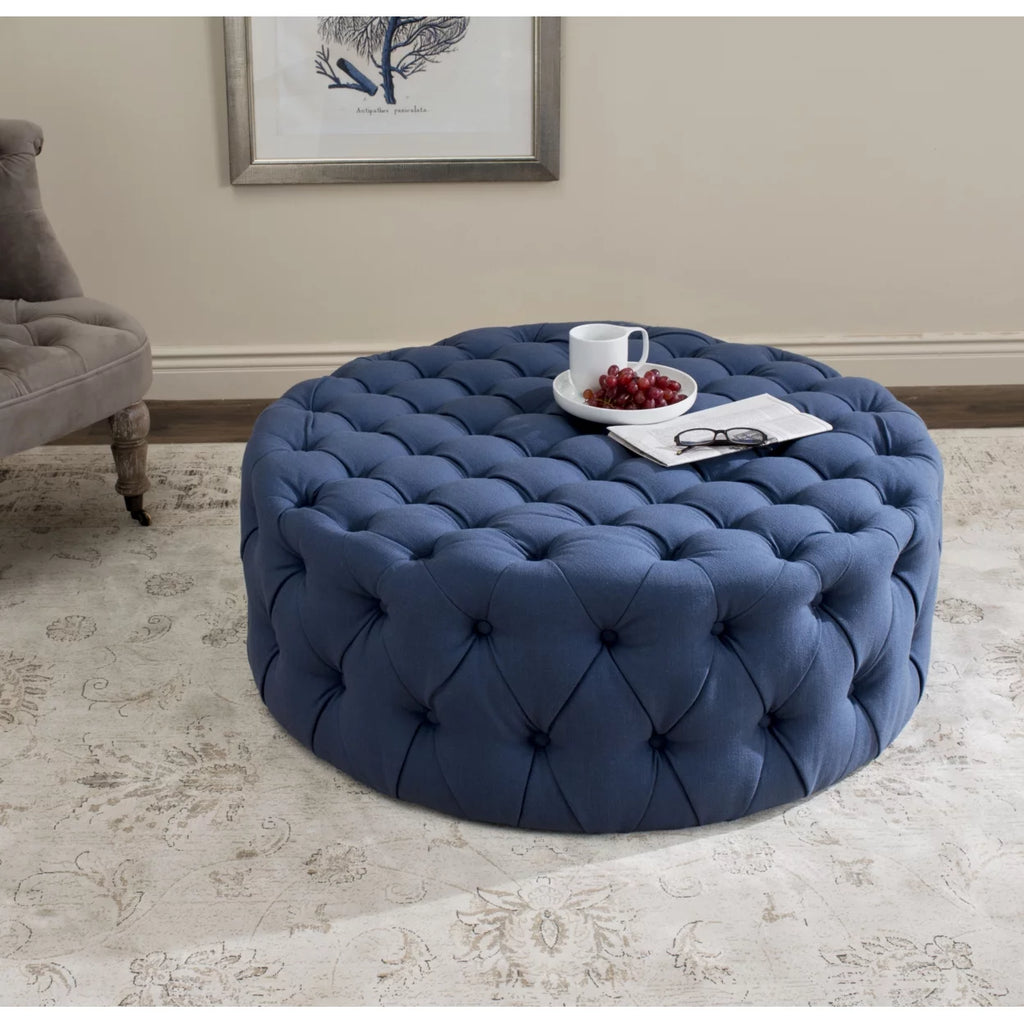 Navy Tufted Cocktail Ottoman P428161
