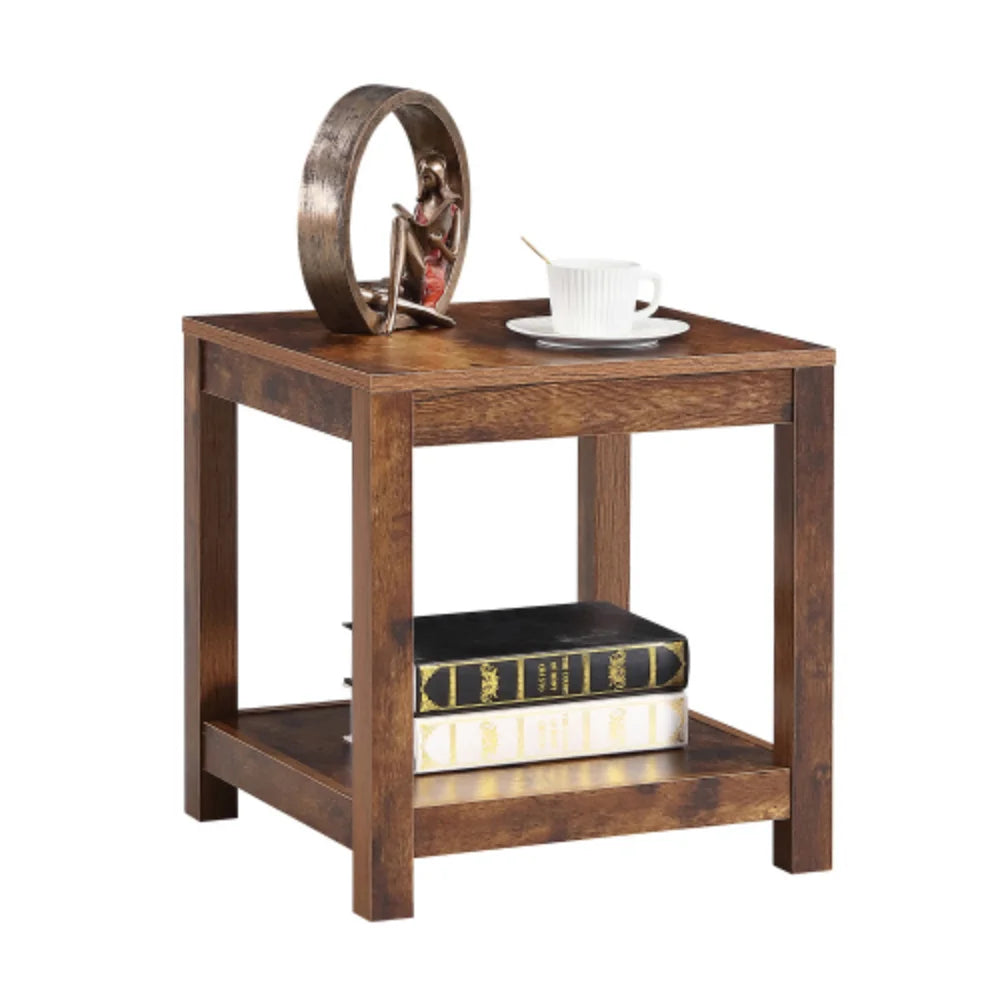 Rustic Brown 2-Tier Side Table C557