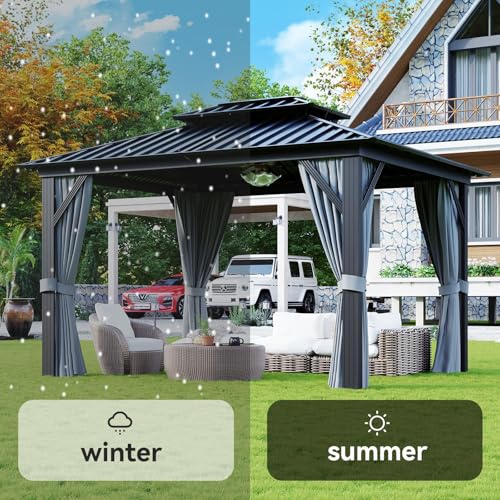 10x12 Aluminum Gazebo with Steel Roof and Netting V851898