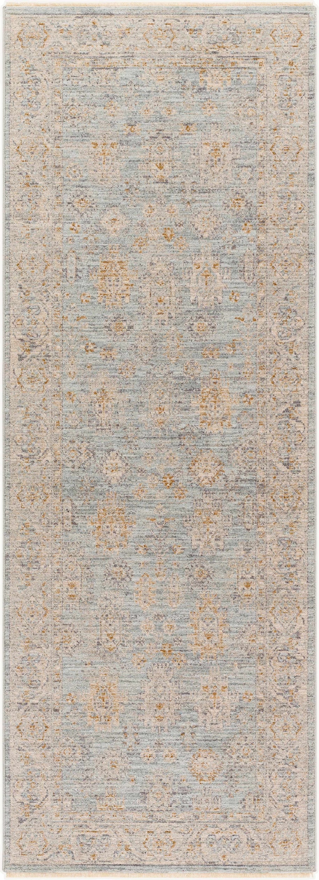 Gray Green Hallway Runner Rug T75977