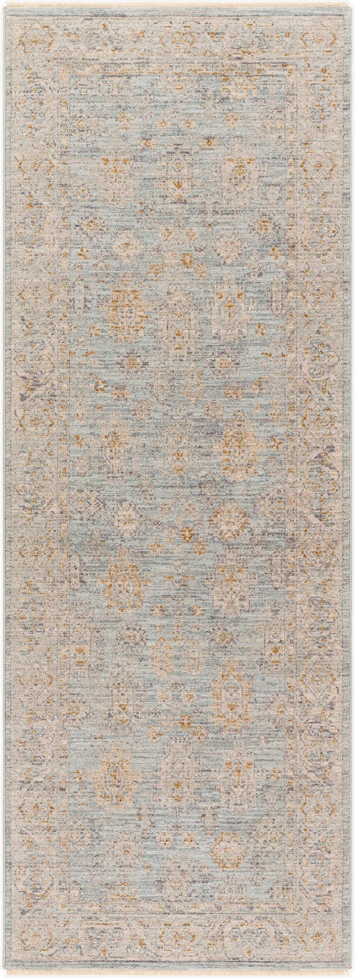Gray Green Hallway Runner Rug T75977