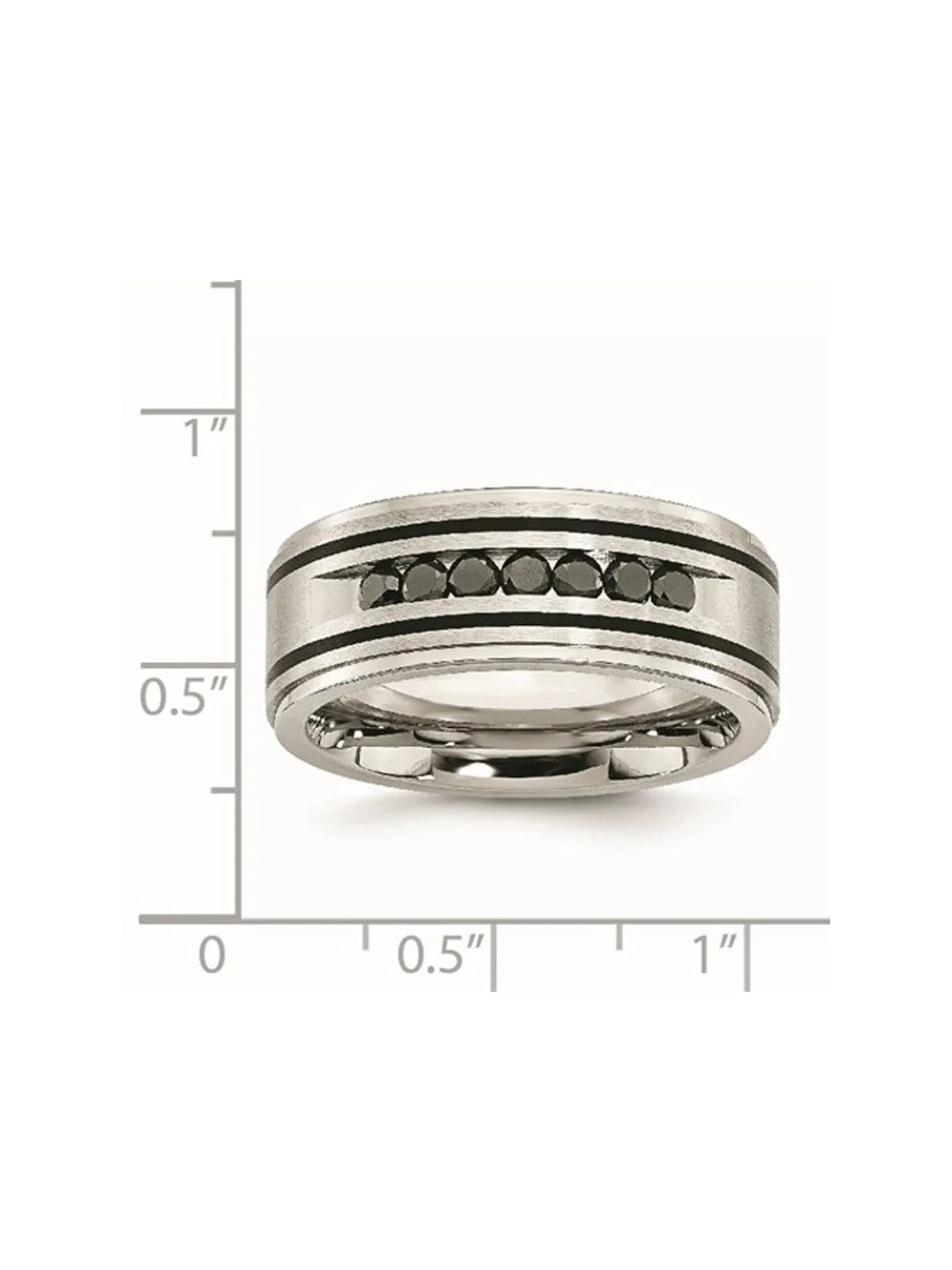 Black Diamond Stainless Steel Band Ring U997588
