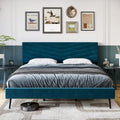 Queen Size Velvet Upholstered Platform Bed Frame with Adjustable Headboard C753307