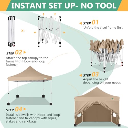 10x30 Pop Up Canopy Tent with 8 Removable Sidewalls, White U7664