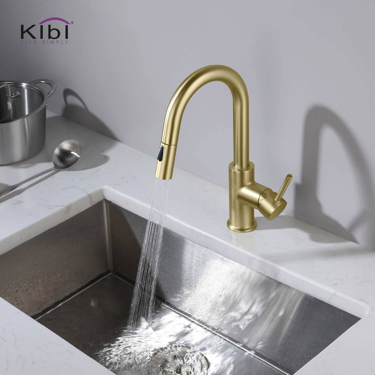 Nickel Pull-Down Kitchen Faucet with Sprayer and Magnetic Docking H279478