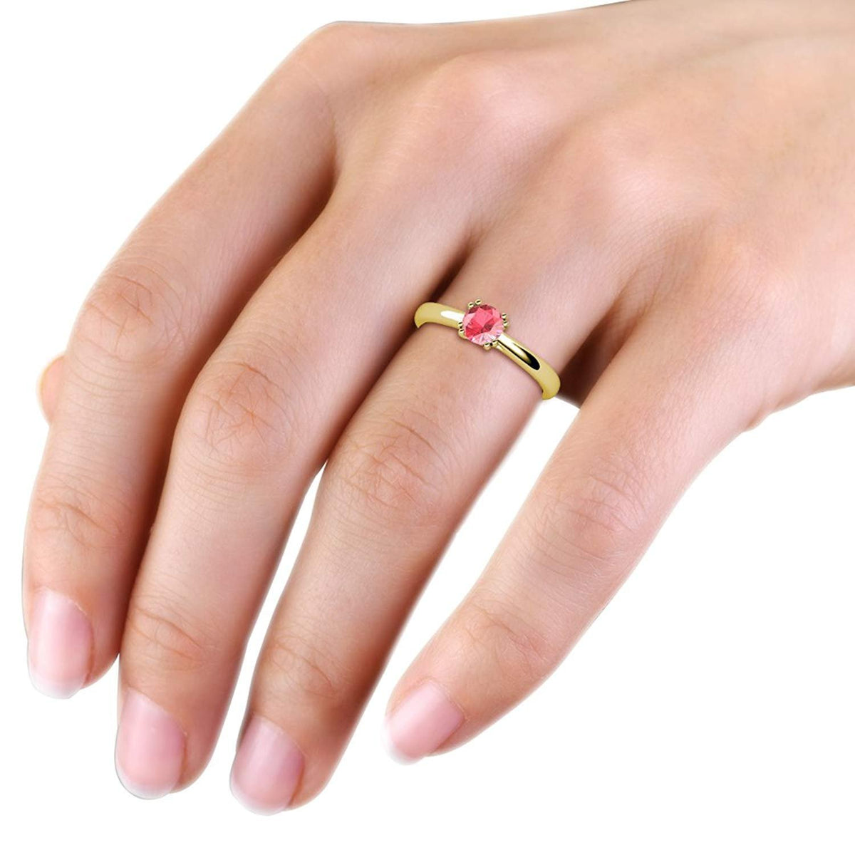 Pink Tourmaline 8 Prong Solitaire Engagement Ring 0.95 ct 14K Yellow Gold Y7143