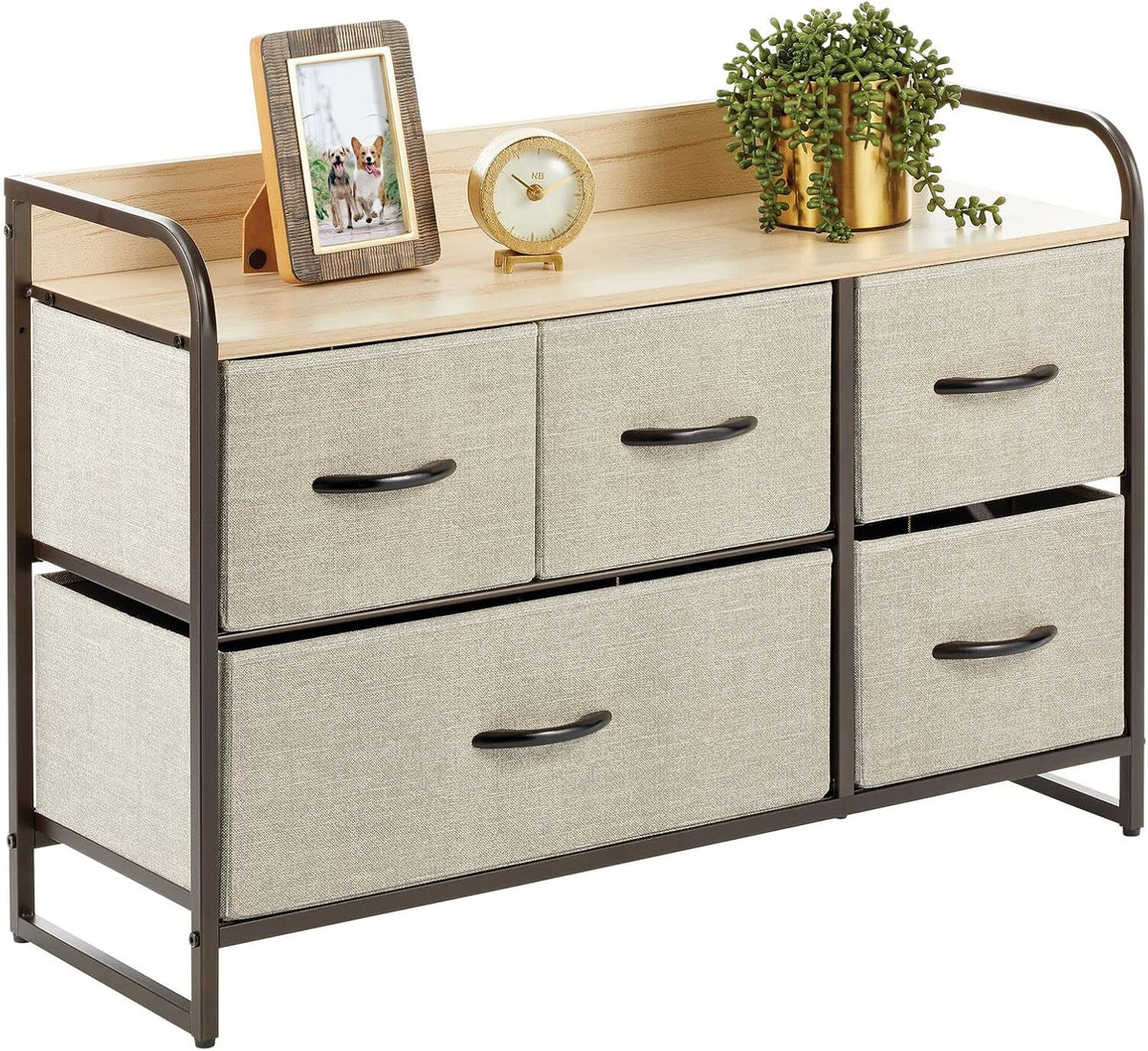 5 Removable Fabric Drawers Coffee Espresso Brown Storage Dresser E561