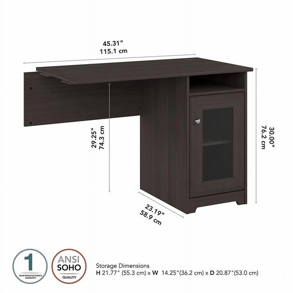 Heather Gray Engineered Wood Desk with Storage T270880