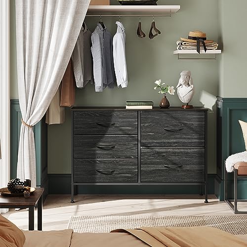 Charcoal Black 5 Drawer Fabric Dresser J92170