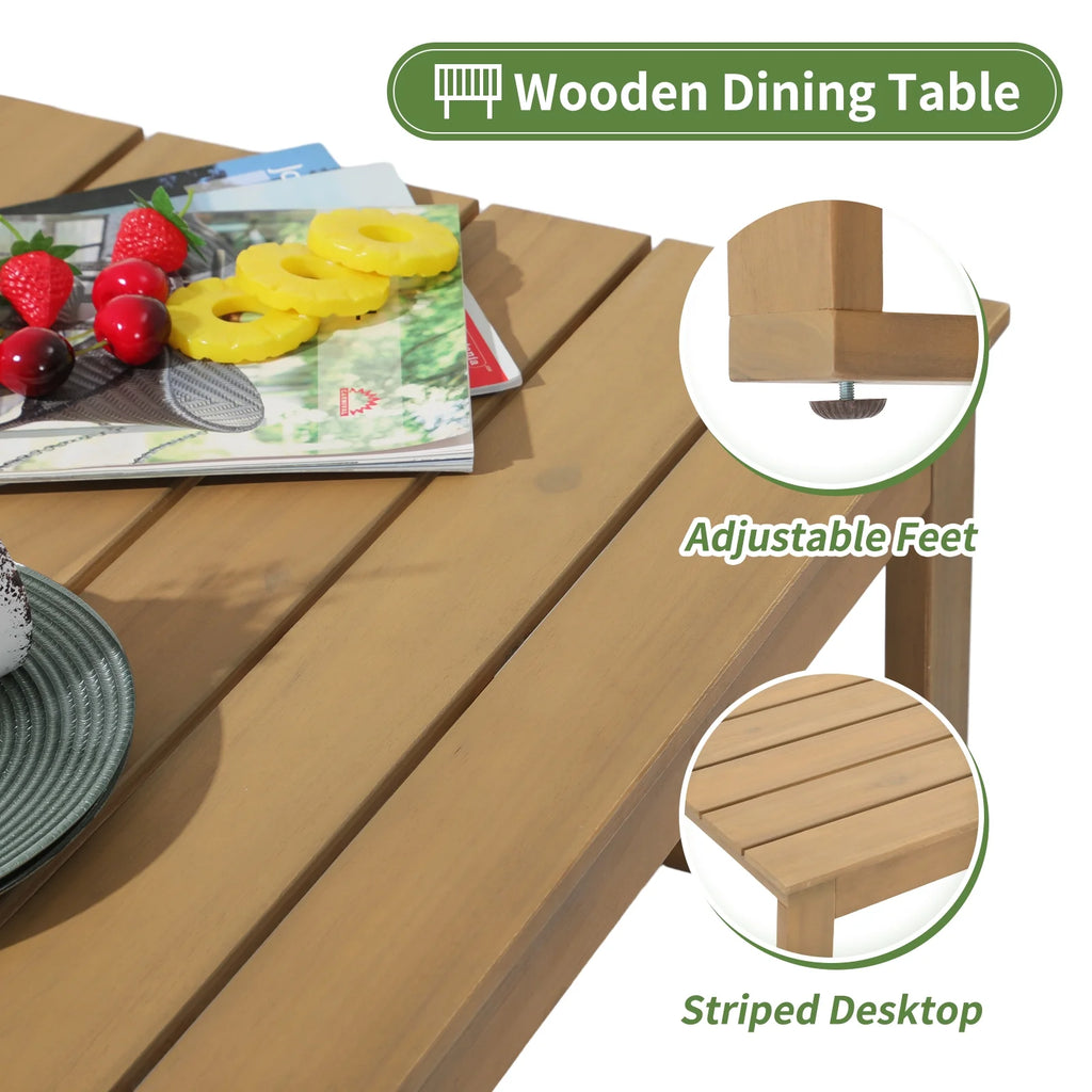 4-Piece Acacia Wood Patio Sofa Set with Cream White Cushion F268405