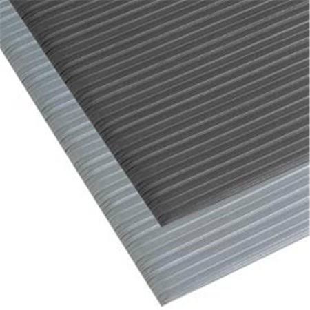 Anti-Fatigue Mat, 3 ft W x 60 ft L x 3/8 in, PVC Foam, Ribbed, Black Z113