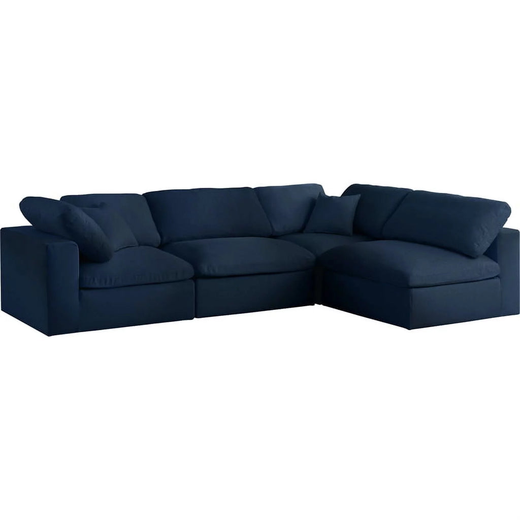 Navy Linen Fabric Modular Sectional S1043