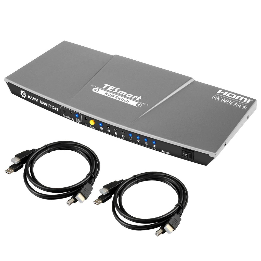 4 Port HDMI KVM Switch with Audio Output, 4K 60Hz, Includes 2 Cables M280836