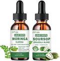 2 Pack Organic Moringa Supplement + Soursop Graviola Liquid Drops P601407