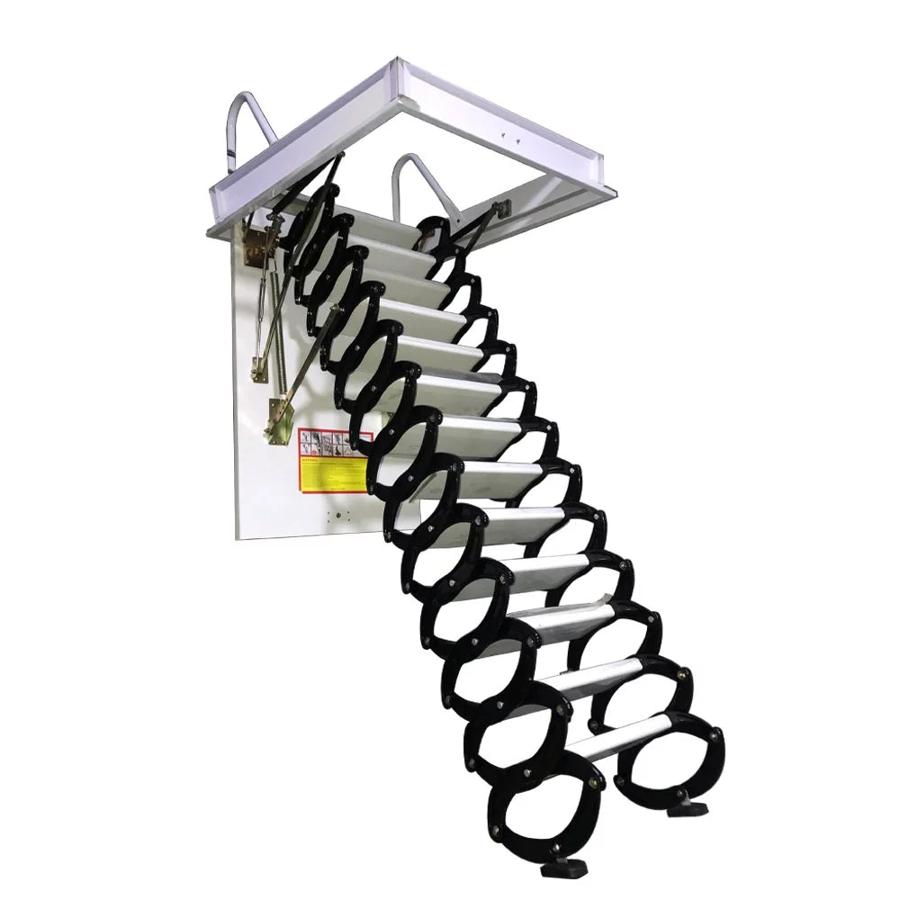 Black and White 13 Steps Al-Mg Alloy Telescopic Folding Ladder E6300