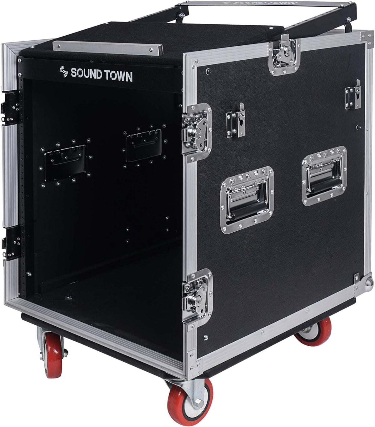 8U PA DJ Pro Audio Rack Road Case with 13U Slant Mixer Top and Casters N839