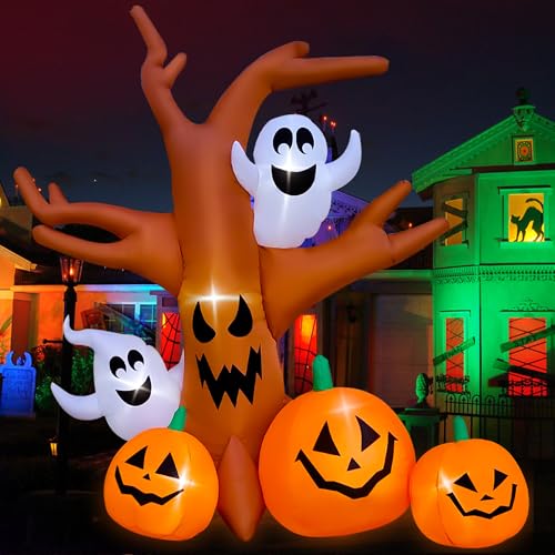 8 Ft Halloween Inflatable Dead Tree with Ghosts Pumpkins R281380