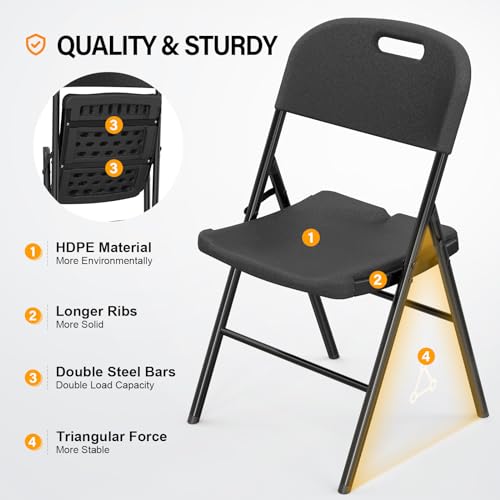 White 10 Pack HDPE Folding Chairs with Steel Frame N146
