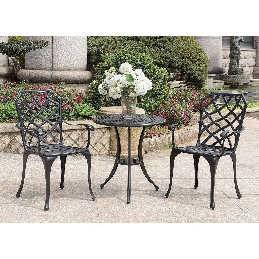 Black Table Set of 1 Table and 2 Chairs with Cabriole Legs E7203