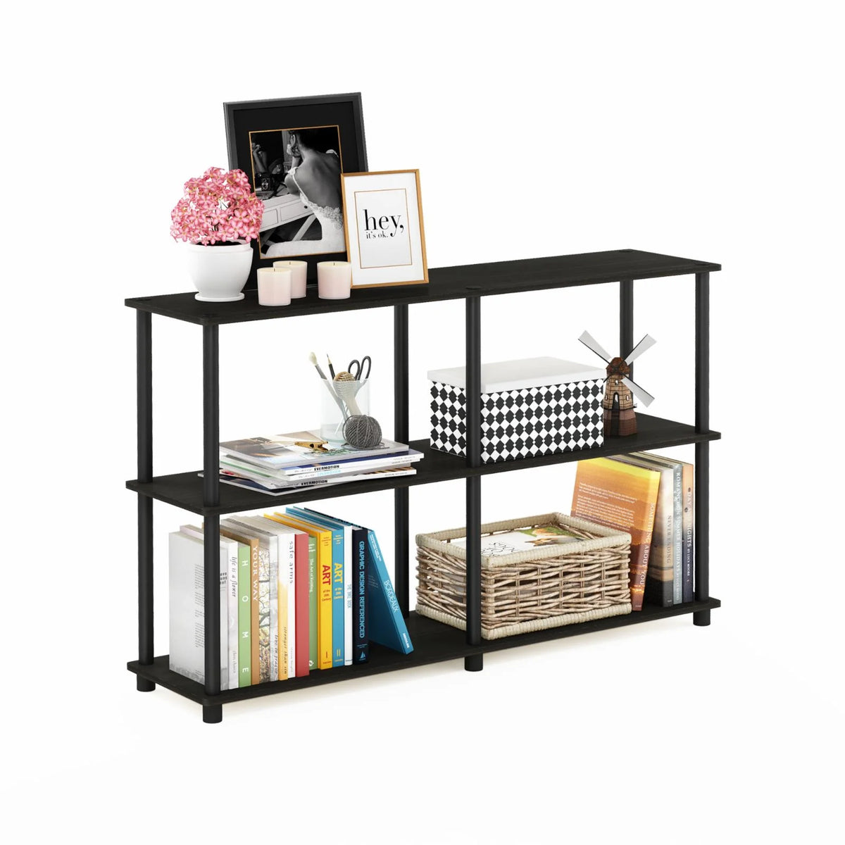 3-Tier Double Size Storage Display Rack in Black/Gray E103