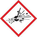 Exploding Bomb Pictogram Labels - 1 in x 1 in - Self-Adhesive - Polyester - Black/Red on White J253807