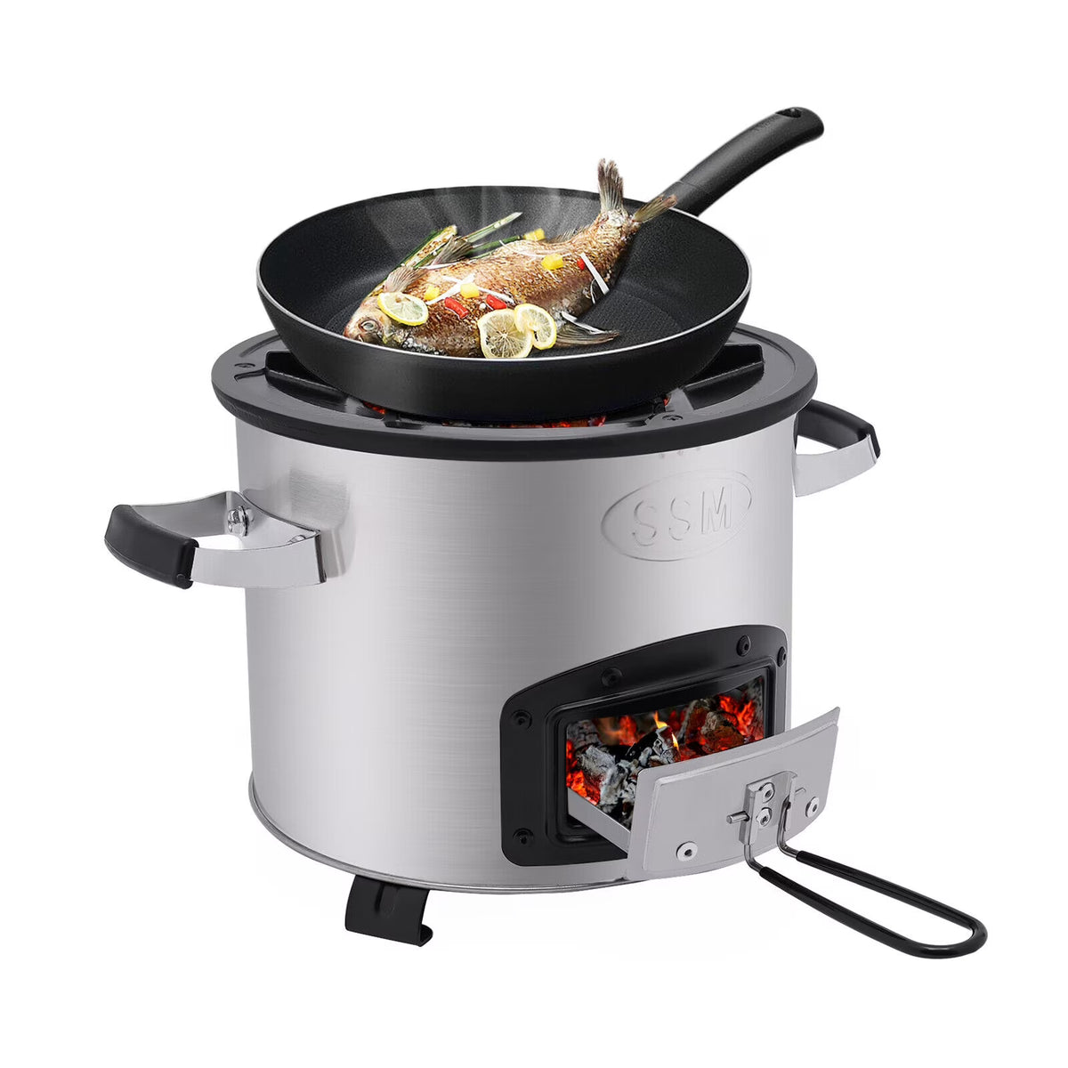 Stainless Steel Wood Burning Camping Stove with Storage Bag B4921
