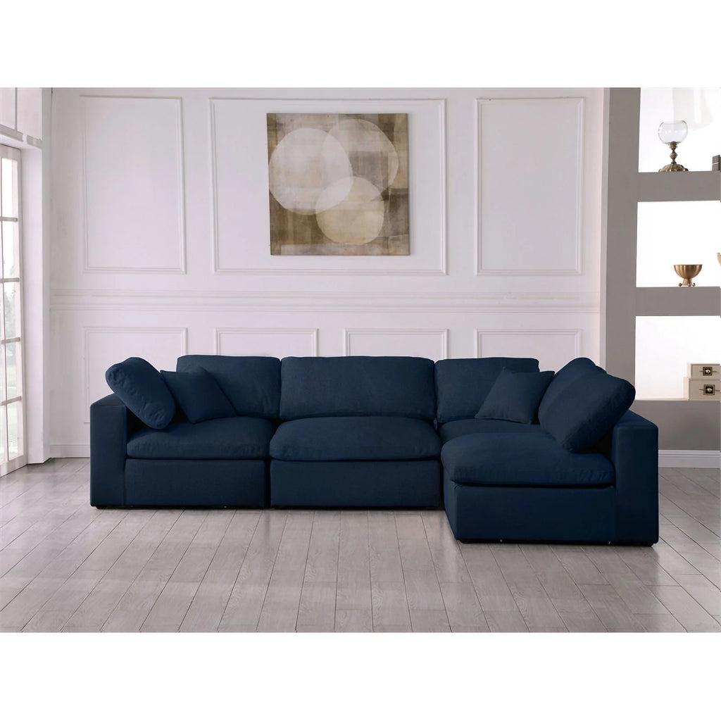 Navy Linen Fabric Modular Sectional S1043