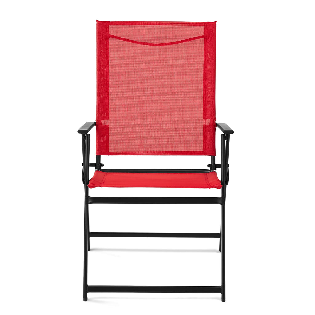 Black Steel and Sling Folding Outdoor Patio Armchair Set of 2 G10723