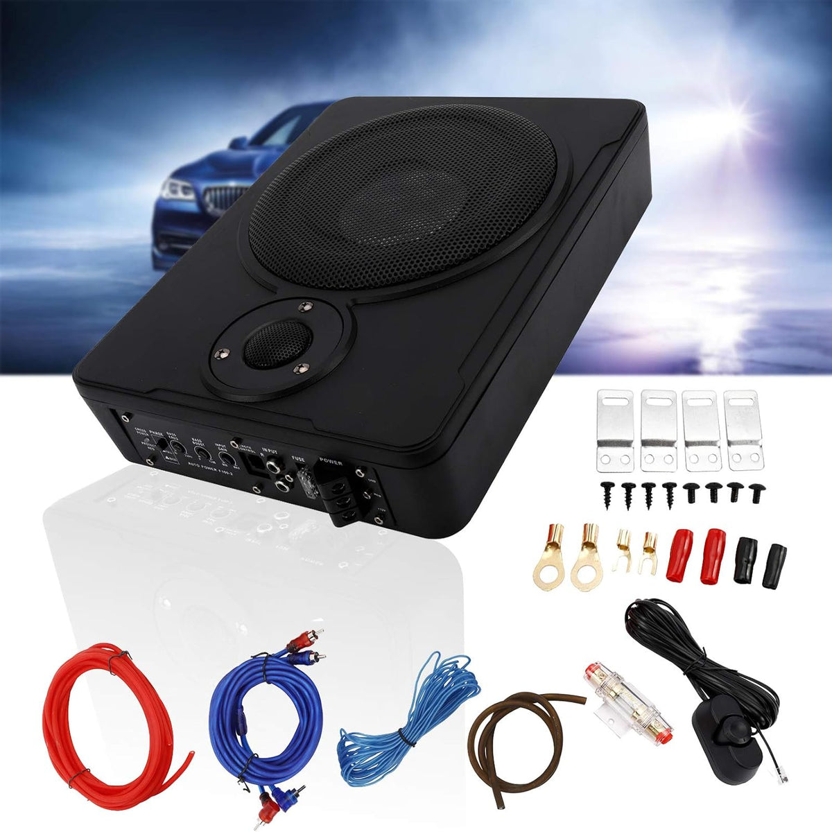 8" 600w Slim Under-Seat Powered Subwoofer Sub Bass Speaker Kit Pack of 2 Y863