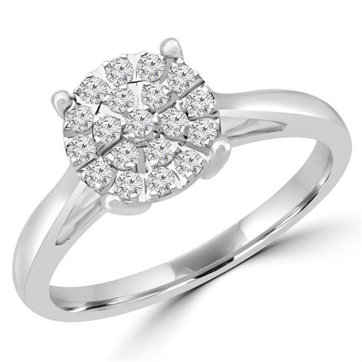 0.25 CTW Round Diamond Cluster Engagement Ring in 10K White Gold Z806