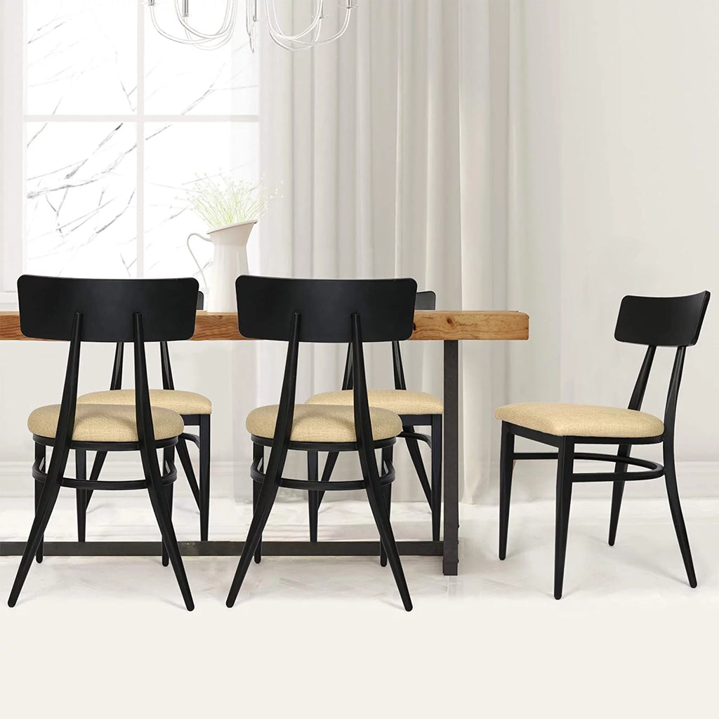 Mid-Century Dining Chairs Set of 2 PU Leather Cushion Iron Frame H793850