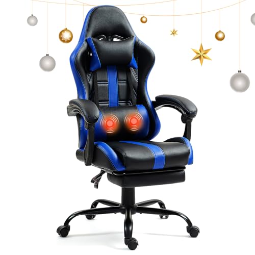 Black Ergonomic High Back Massage Gaming Chair with Footrest N706309