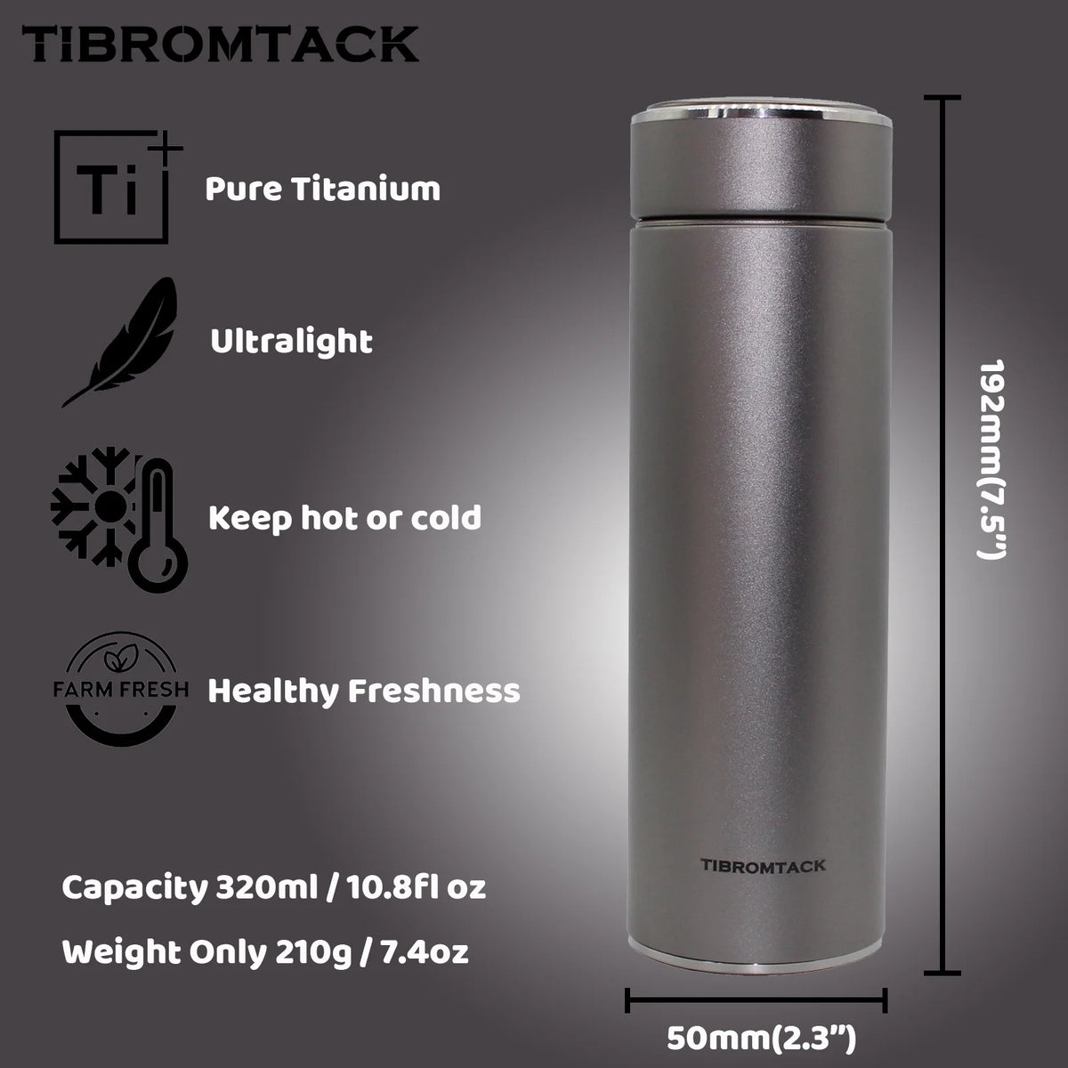 Titanium Insulated Water Bottle 320ml Double Wall Vacuum Thermos Bottle Q251