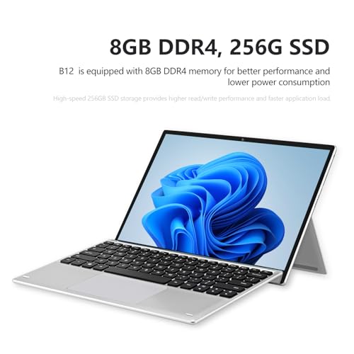 2-in-1 Touch-Screen Laptop 12.3" 3K IPS Tablet PC with Keyboard 8GB RAM 256GB SSD Silver N24941