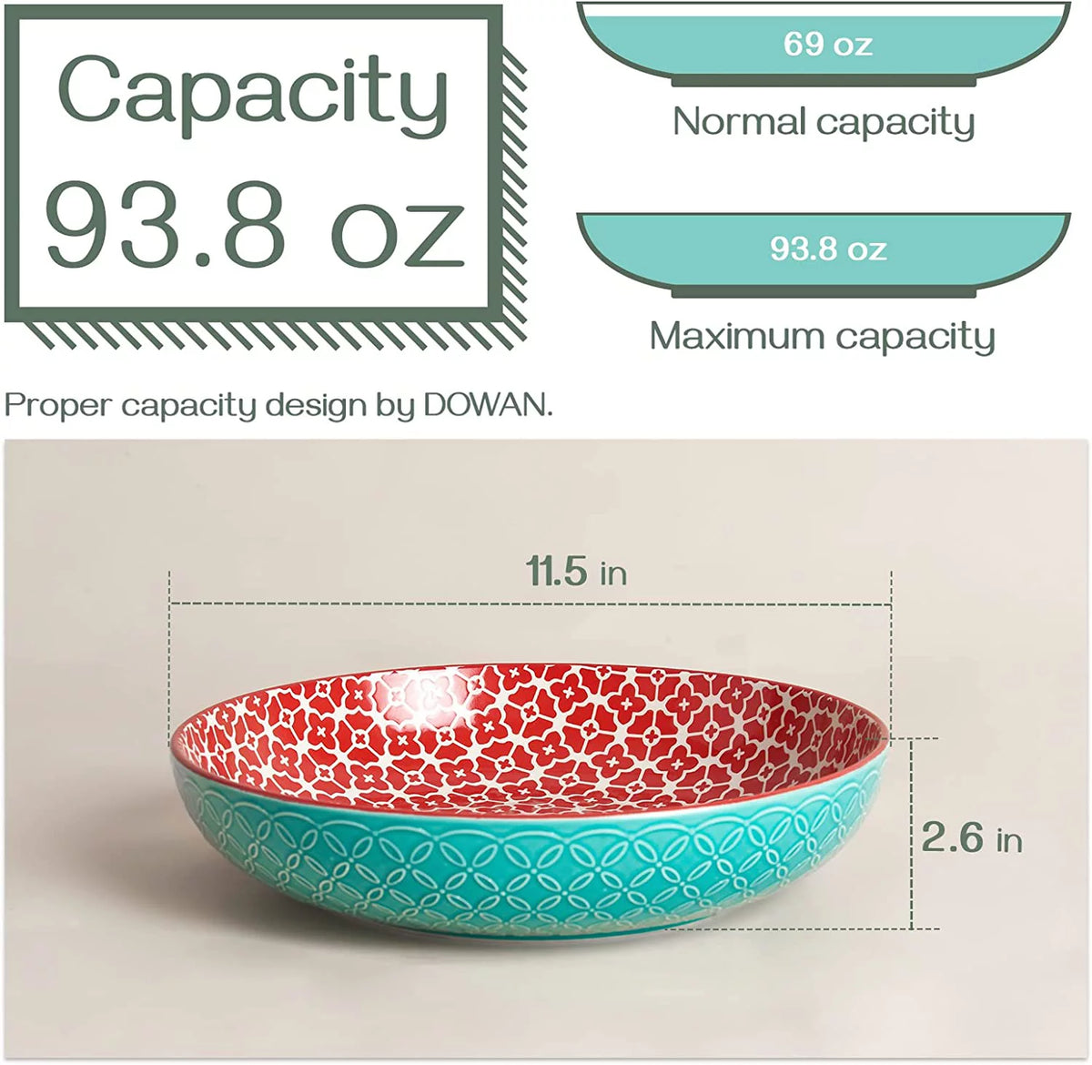 11.5" 2.9 Qt Ceramic Serving Bowls Set of 2 A47557