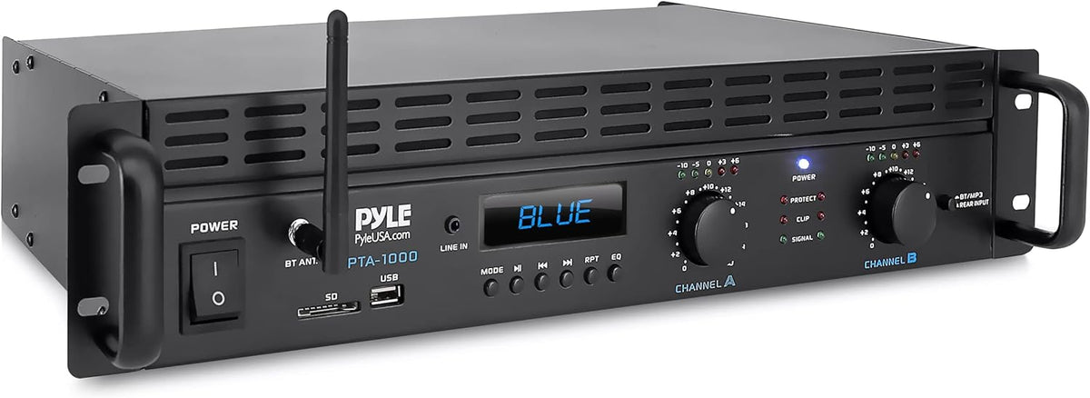 2-Channel Bluetooth Power Amplifier, 2000W Bridgeable Rack Mount Pro Audio Receiver U140