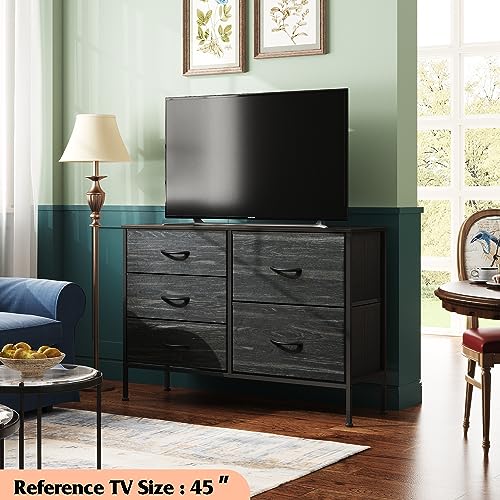 Charcoal Black 5 Drawer Fabric Dresser J92170