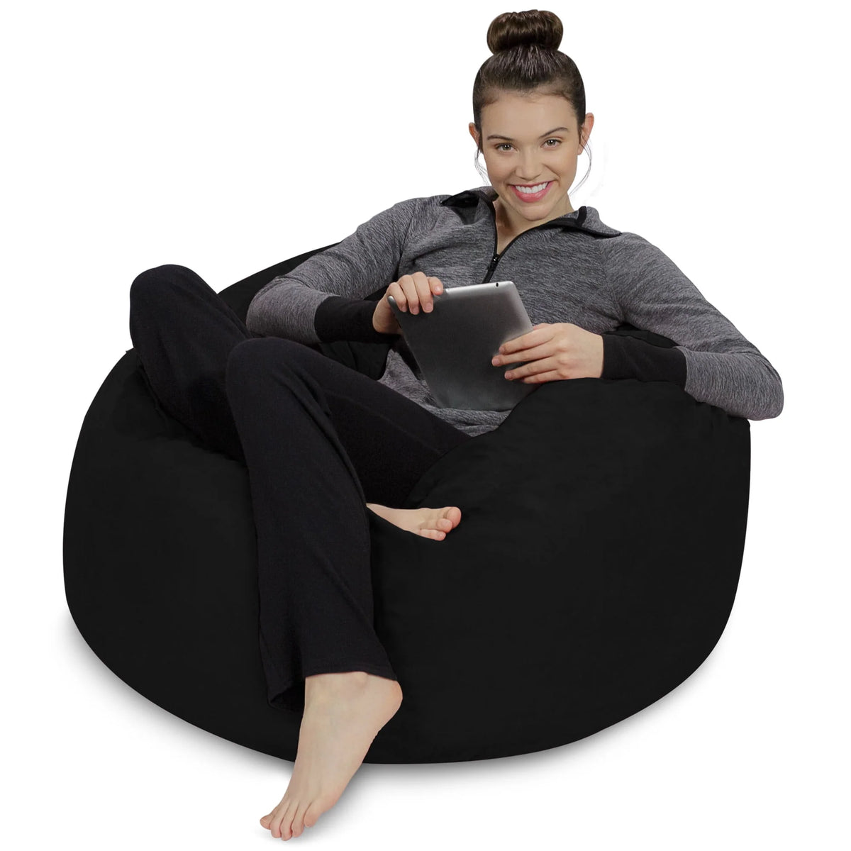 Charcoal 3 ft Memory Foam Bean Bag Chair N998