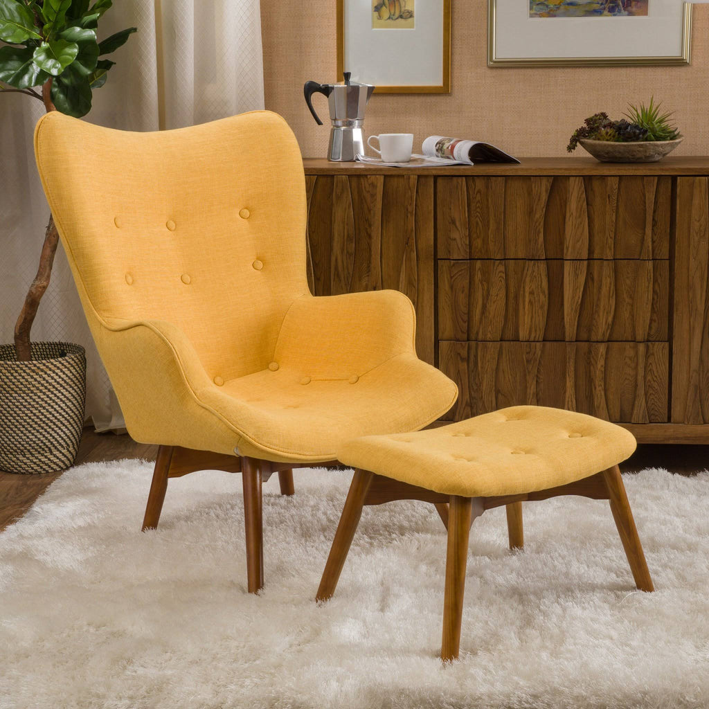 Purple Fabric Contour Chair with Footstool Set F67714