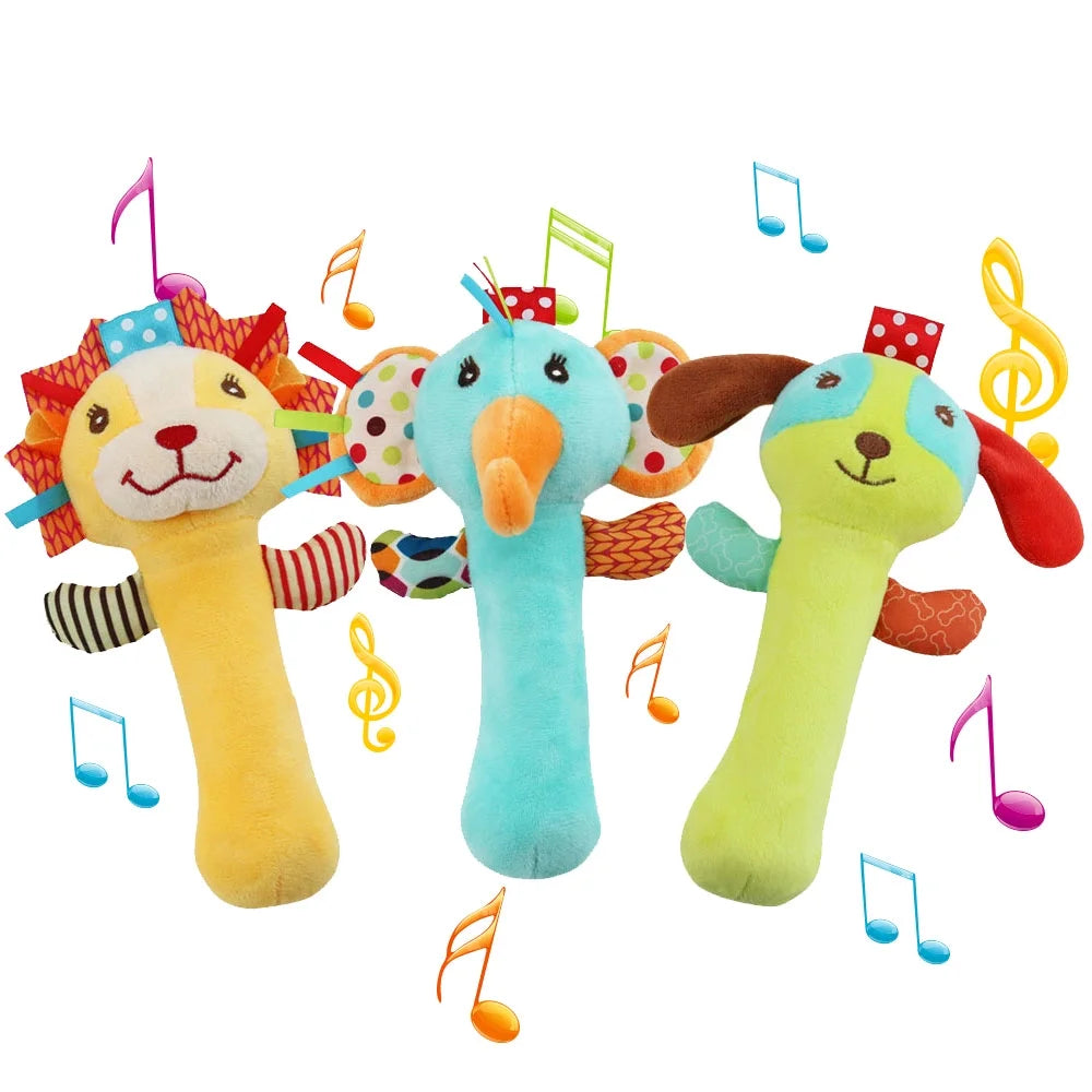 3 Pack Baby Rattles Toys Soft Rattle Sensory Toys Stuffed Animals Hand Grip Set Y803105