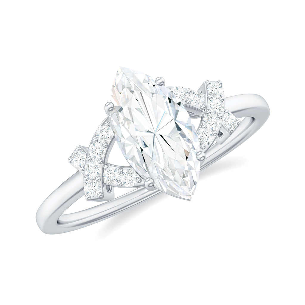 925 Sterling Silver Marquise Cut Moissanite Engagement Ring J7135