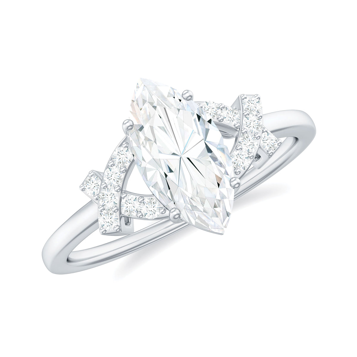 925 Sterling Silver Marquise Cut Moissanite Engagement Ring J7135