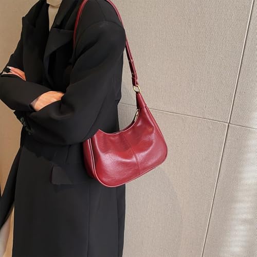 Small Hobo Bags Crescent Shaped Tote Handbag with Zipper Closure L363