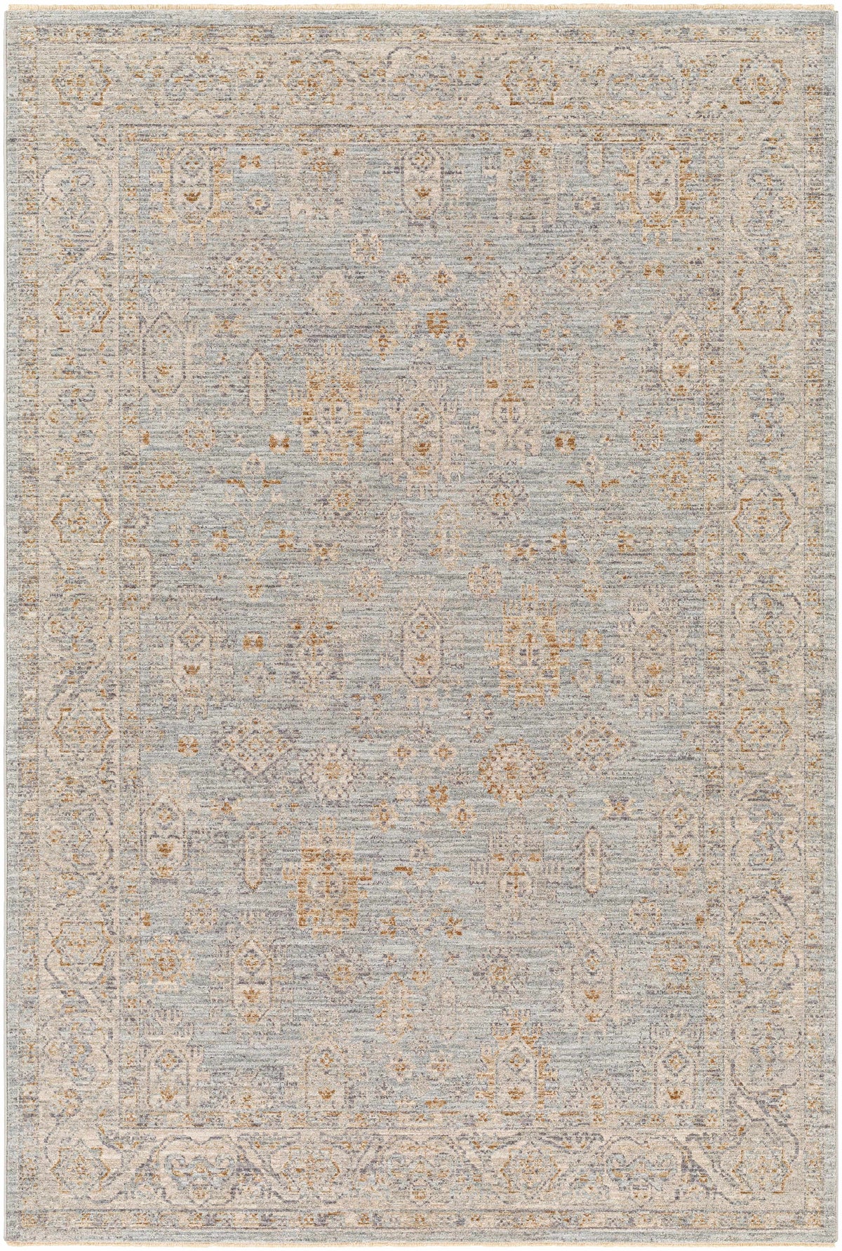 Gray Green Hallway Runner Rug T75977